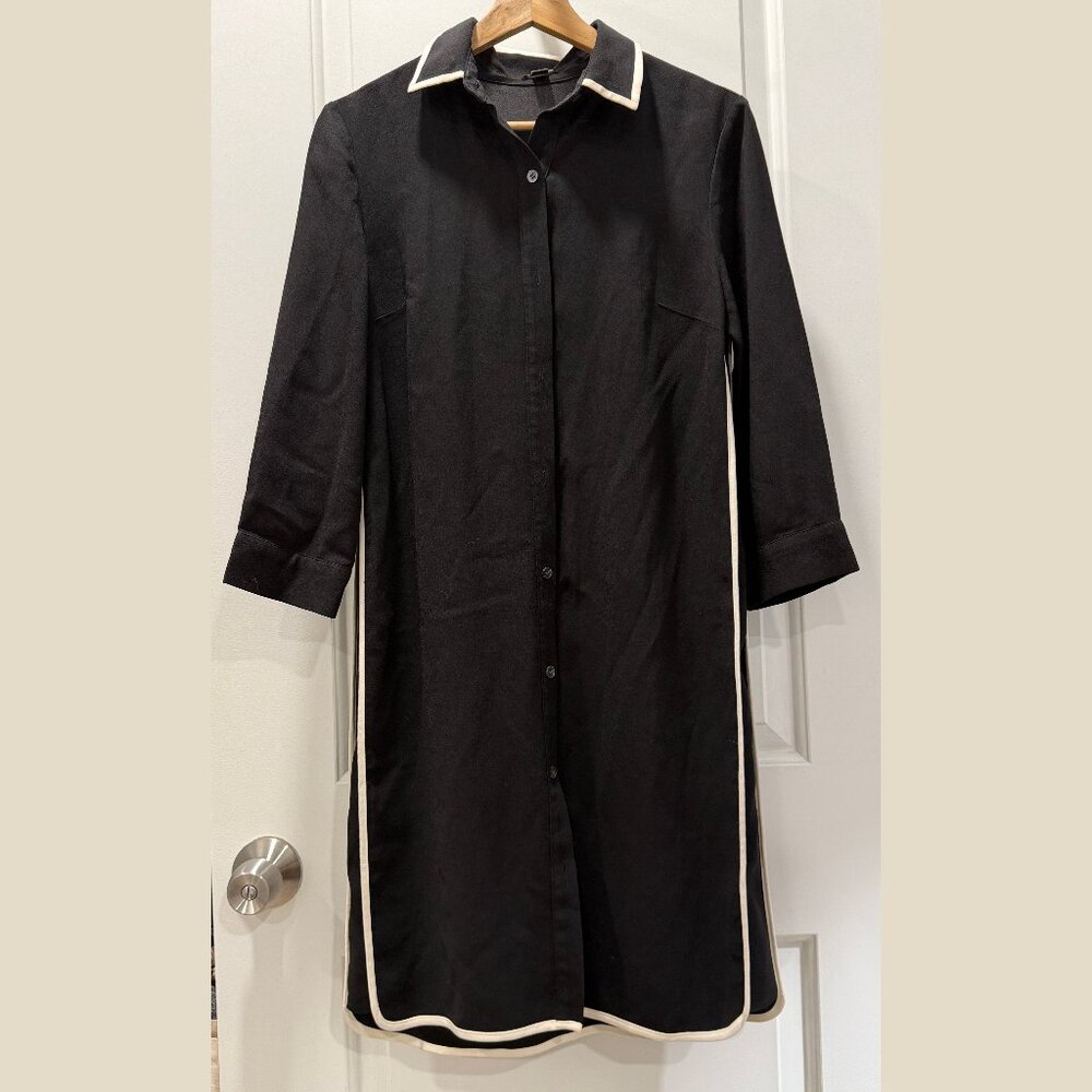 Ann Taylor | Black shirt dress with white accents